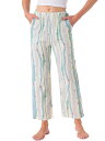 cheibear レディース 100%コットン パジャマ ボトムス プリント ラウンジウェア 軽量 スリープパンツ ポケット付き 春夏 ブルーストライプ S