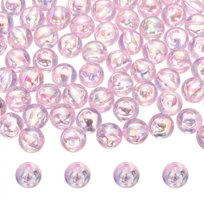 uxcell 400個 丸いアクリルビーズ 10mmかわいいバルクスペーサープラスチックジュ エリービーズ DIYクラフトジュ エリーメイキングブレスレットイヤリングネックレス用 クリアライトピンク