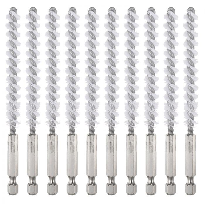 uxcell 10個 ナイロンボアブ ラシ9mm Dia 4.5"ロングクリーニングツイ ストワイヤーブ ラシハンドル付..