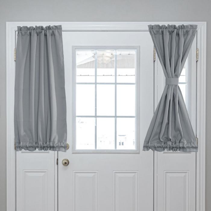 uxcell 遮光ドアカーテン プライバシー保護 フレンチサイドドア窓 ロッドポケットドア タイアップシェード パテ ィオフロントドア窓用 ダークグレー 25