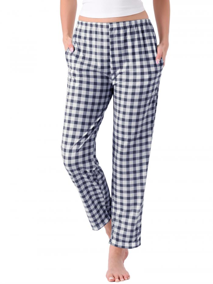 cheibear Womens Plaid Pajama Bottoms Elastic Waist with Pockets Long Sleepwear L...