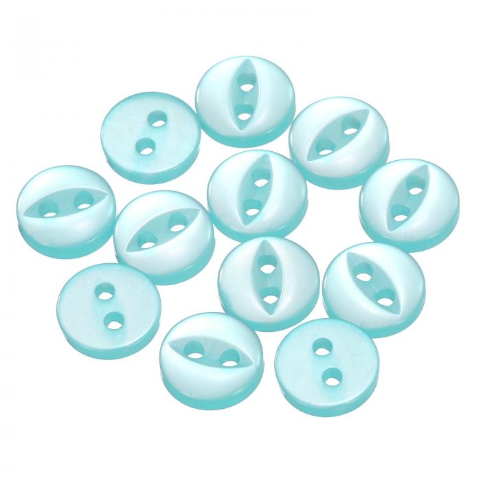 uxcell 12個14Lレイクブルーラウンドボタン9mm 11/32