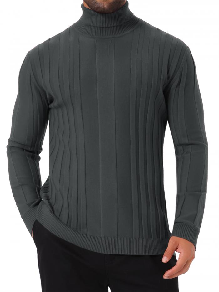 TATT 21 メンズ タートルネック セーター 無地 タートルネック 暖かい ニット プルオーバー セーター ダークグレー XL