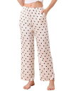 cheibear レディース ラウンジパンツ 花柄 ドット柄 ワイドレッグパンツ 伸縮性ウエスト ポケット付き スリープナイトウェア パジャマ ドット S