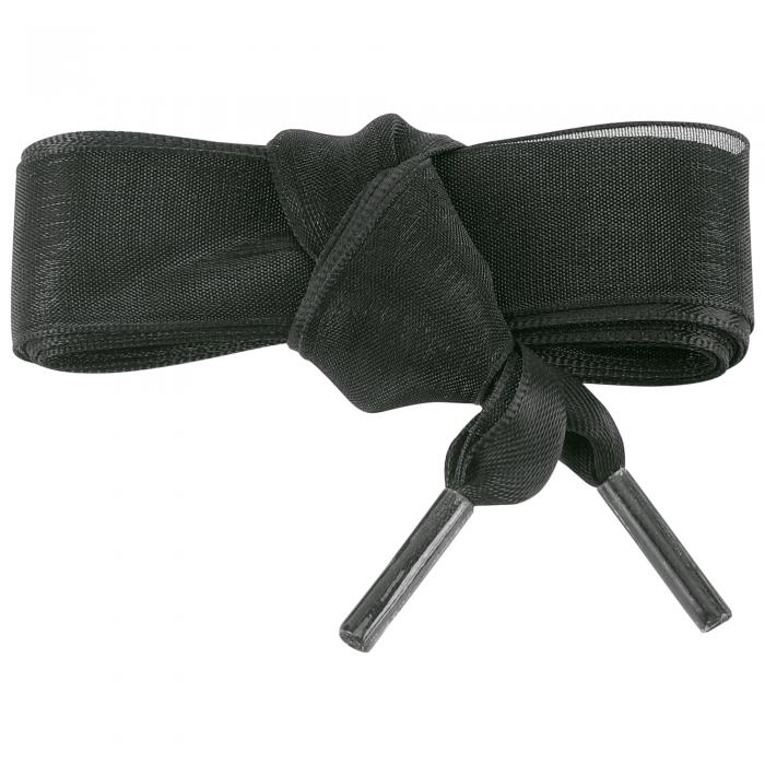 Elerevyo サテンリボン靴ひも 二重層フラットスノーヤーン靴ひも レディース 1組 ブラック 200cm