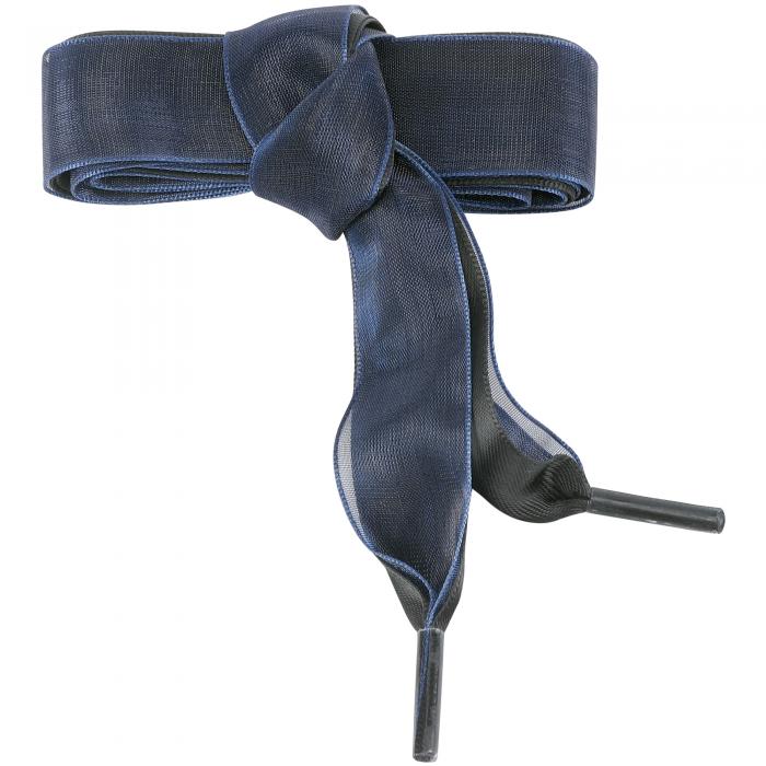 Elerevyo サテンリボン靴ひも 二重層フラットスノーヤーン靴ひも レディース 1組 ブラックネイビーブルー 120cm