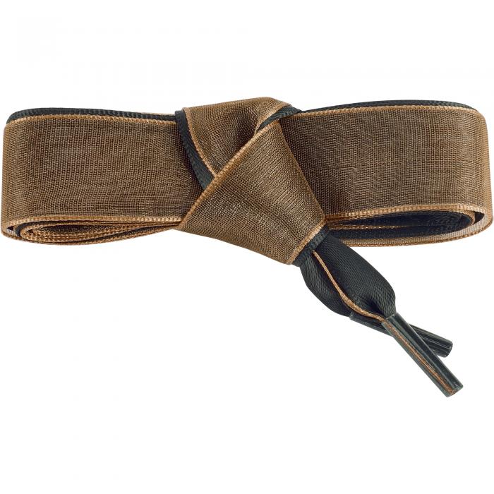 Elerevyo サテンリボン靴ひも 二重層フラットスノーヤーン靴ひも レディース 1組 ブラックダークブラウン 200cm