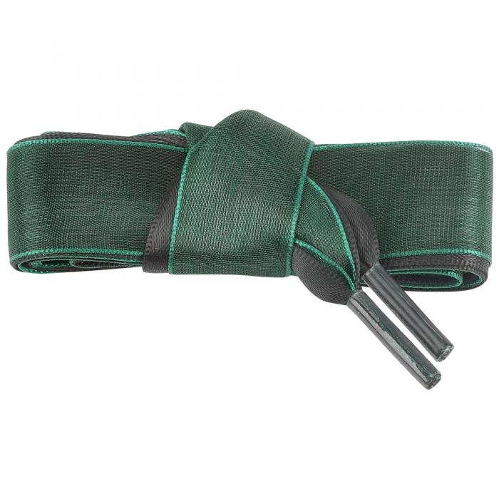 Elerevyo サテンリボン靴ひも 二重層フラットスノーヤーン靴ひも レディース 1組 ブラックダークグリーン 180cm