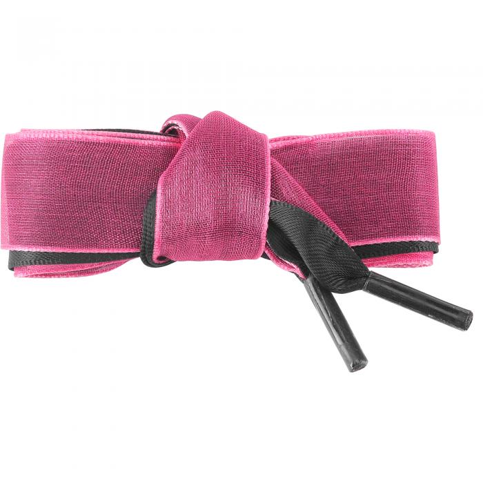 Elerevyo サテンリボン靴ひも 二重層フラットスノーヤーン靴ひも レディース 1組 ブラックローズレッド 200cm