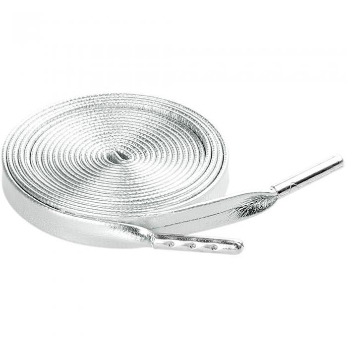 Elerevyo ユニセックス PUレザー フラット靴ひも スニーカー ブーツ用 1組 銀 140cm