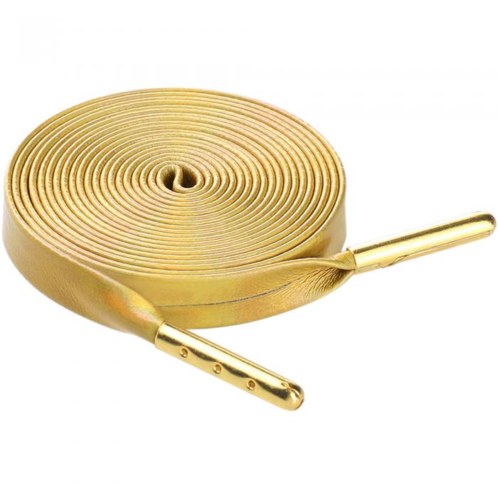 Elerevyo ユニセックス PUレザー フラット靴ひも スニーカー ブーツ用 1組 ホログラフィック金 160cm