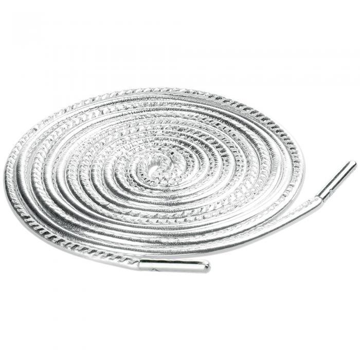 Elerevyo 靴ひも フェイクレザー 無地 ラウンド型 靴ひも スニーカー ブーツ用 1組 銀 150cm/59.1