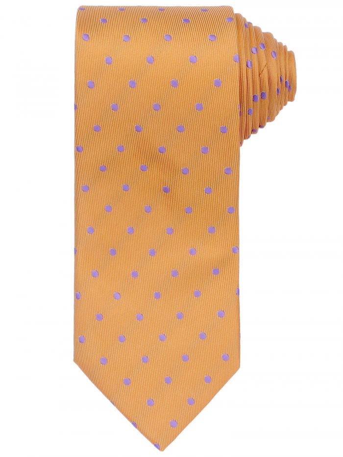 Elerevyo メンズ ドット柄 セルフタイ ネクタイ 織り クラシック幅 サテン 光沢 結婚式用 クラシック オレンジ One Size