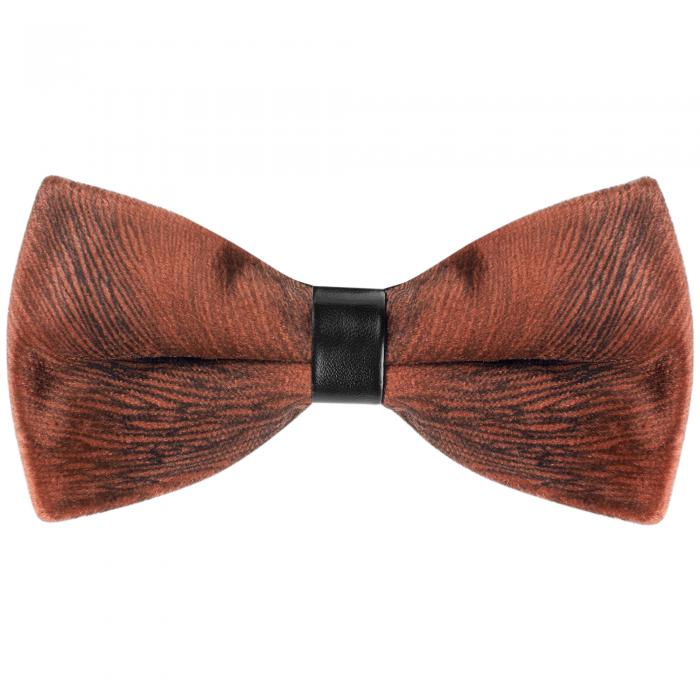 Elerevyo メンズ ベルベット ベロア 調節可能 プレタイ 蝶ネクタイ プロム ウェディング タキシード用 ダークオレンジ One Size