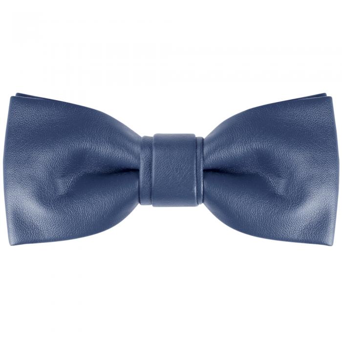 Elerevyo メンズファッションPUレザーシングルレイヤーカジュアル蝶ネクタイ 紺 One Size