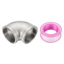 uxcell 304ステンレス鋼90度エルボーねじ込みパイプ継手G2"女性からG2"女性鋳造パイプ継手 配管排水管暖房システム用シールテープ付き