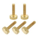 uxcell 5個 M4x16mm 真鍮製ナーリング親指ねじ フラットグリっプボルトノブファスナー ソリッド真鍮製ダイヤモンドナーリング親指ねじノブ 電子機器 ...