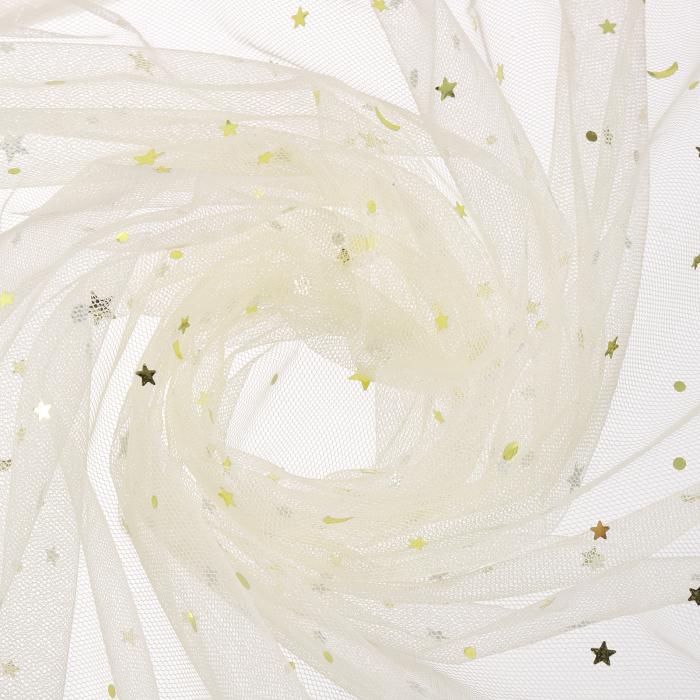 uxcell 60" x 8.7ヤード チュールファ ブリック スタームーンシーケン チュールリボンロール 結婚式 パ..