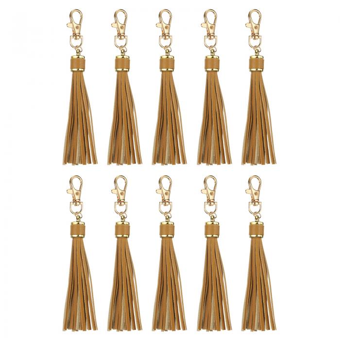 uxcell 10個 PUレザータッセル 6"キーチェーンタッセル装飾タッセルパース装飾 宝石メイキング ハンドバッグ DIYクラフト 携帯電話ストラップ用 ロブスタースイベル付き（ライトコーヒー）