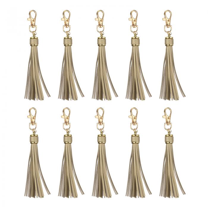 uxcell 10個 PUレザータッセル 6"キーチェーンタッセル装飾タッセルパース装飾 宝石メイキング ハンドバッグ DIYクラフト 携帯電話ストラップ用 ロブスタースイベル付き（ダーク金色）