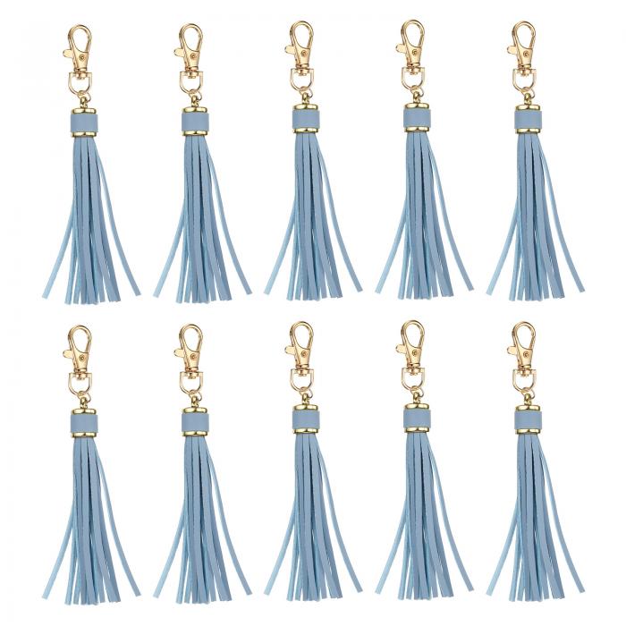 uxcell 10個 PUレザータッセル 6"キーチェーンタッセル装飾タッセルパース装飾 宝石メイキング DIYクラフト 携帯電話ストラップ用 ロブスタースイベル付き（グレーブルー）