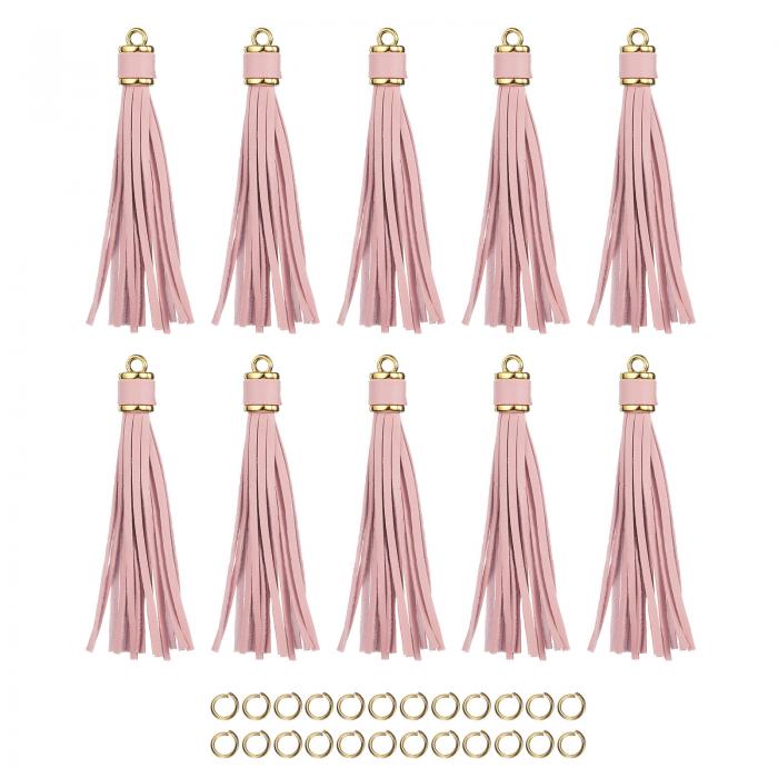 uxcell 12個 PUレザータッセル 4.3" キーチェーンタッセル装飾タッセルパース装飾 小さなリング付き 宝石メイキング ハンドバッグ DIYクラフト 携帯ストラップ用（ライトピンク）