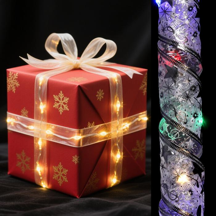 uxcell LEDライト銅線リボン 3.28フィート10バッテリー駆動クリスマスツリーデコレーションストリング ..