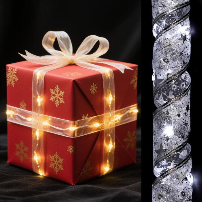 uxcell LEDライト銅線リボン 3.28フィート10バッテリー駆動クリスマスツリーデコレーションストリング ..