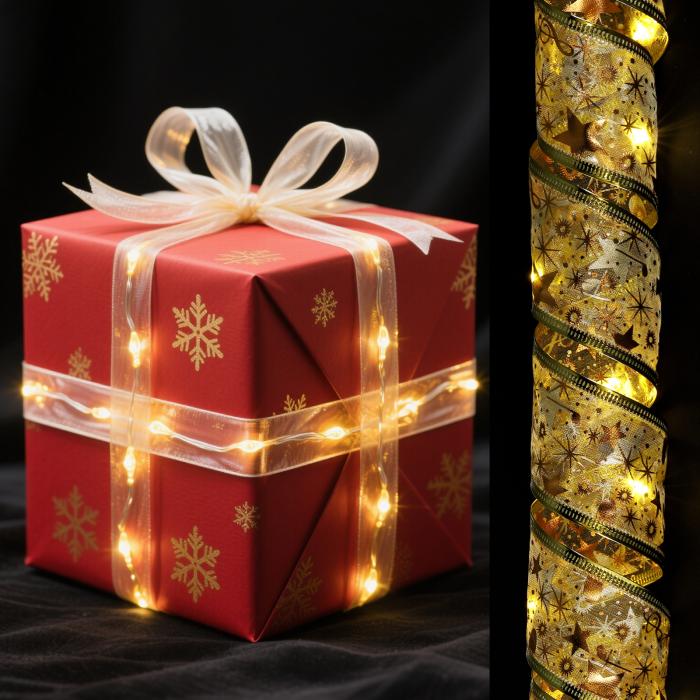 uxcell LEDライト銅線リボン 9.84フィート30バッテリー式クリスマスツリーデコレーションストリング パ..