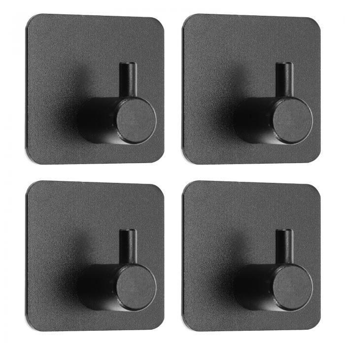 uxcell 4個 自己粘着タオルフック アルミニウム製 角型重役粘着フック バスルーム キッチン 家庭 事務..