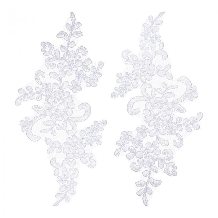 uxcell 2個の花のレースアップリケ3D刺繍レースパッチ ウェディング花嫁ドレス衣類DIYクラフトアクセサ..