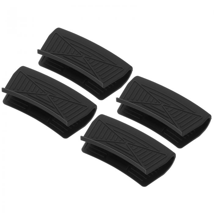 uxcell 4個 シリコーン製アシストホットパンハンドルホルダー ホットスキレットハンドルカバー ポットホルダースリーブ キッチンポット用 滑り止め耐熱性（黒 スクエアエッジアーク）