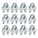 uxcell 12個M10鋼ワイヤーロープクリップクランプ、3/8"ワイヤーロープUボルトケーブルクランプサドルファスナー、ワイヤーロープリギングテントロープガードレールシステム