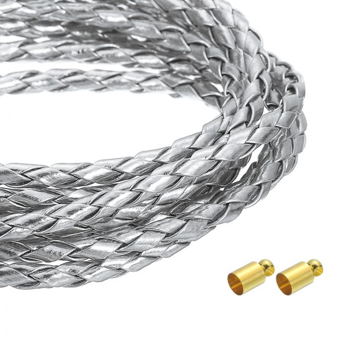 uxcell 4mm 2.19ヤード 編み込みレザーコード ラウンドソフト宝石レザーロープ 宝石 ネクタイ作り ネッ..