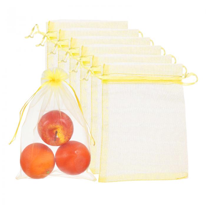 uxcell 30個 フルーツ保護袋 11.8x7.9インチ ガーデンネットカバーバッグ ドローストリング付き 鳥バリアバッグ 植物 フルーツ 花 野菜用 金色