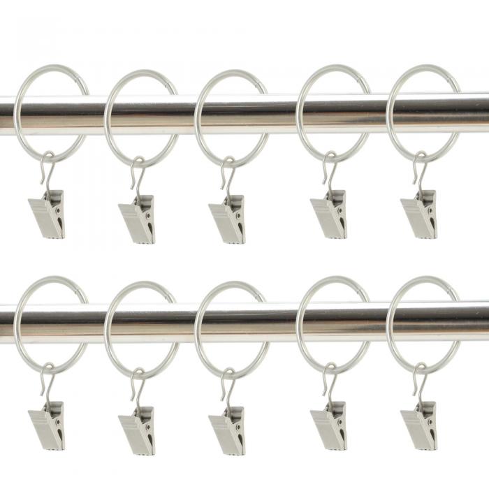 CAPASTEC カーテンリングクリップ カーテンクリップフック シャワーカーテン クリップ付き 耐久性 防錆 良質 おしゃれ 取付簡単 持ち運びにも便利 10個セット 軽量 線径2.5mm 内径25mm シャンパン