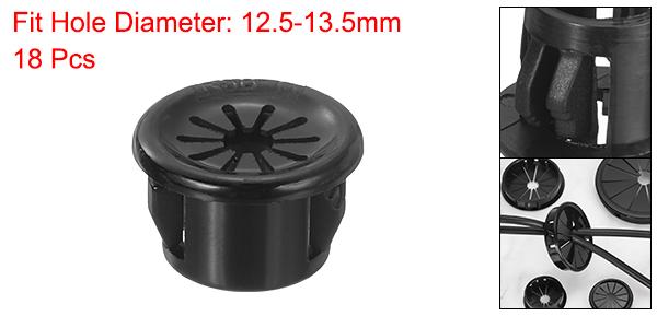 uxcell 18個のデスクグロメット 黒、0.51インチ(13 mm)マウント用のシャッター付きスナップブッシンググロメット、ケーブルとコードの管理用の丸型ナイロンスナップインケーブルデスクグロメット [2]