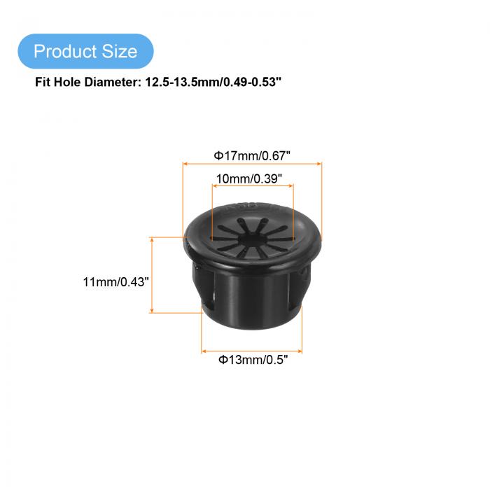 uxcell 18個のデスクグロメット 黒、0.51インチ(13 mm)マウント用のシャッター付きスナップブッシンググロメット、ケーブルとコードの管理用の丸型ナイロンスナップインケーブルデスクグロメット [3]