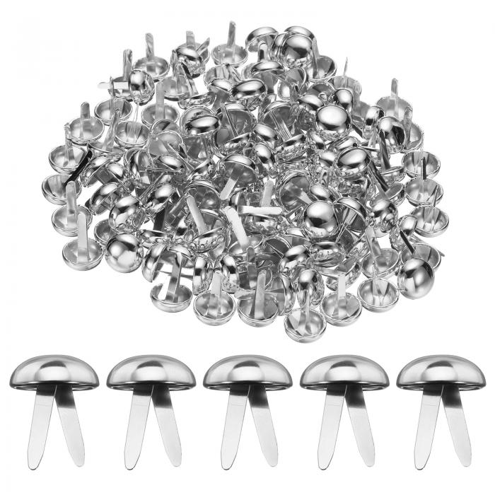 uxcell 100個 ブ ラッドペーパーファスナー 18mm x 24mm メタルペーパークラフトブ ラッド 子供向けクラフトデコレーションスクラップブッキングDIY シルバー