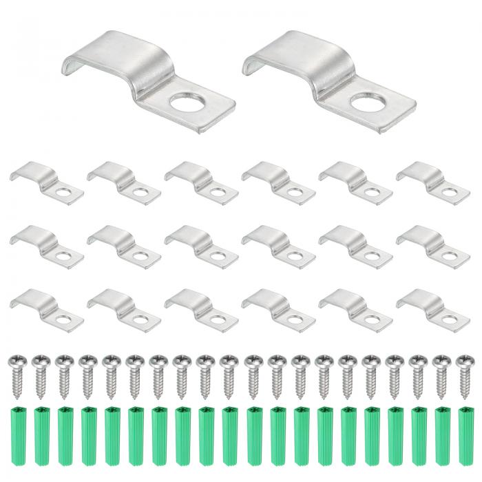 uxcell 4x12mmストリップ/ケーブル用30個入り 剛性パイプストラップ ステンレス製U字形ケーブルストラップクランプ コンジット ワイヤ コード パイプ固定用