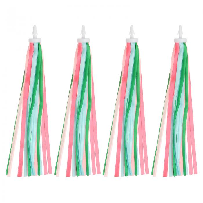 uxcell 自転車用ストリーマー カラフルな自転車用タッセル スクーターハンドルバー用ストリーマー 自転車用タッセルリボン 少女 自転車 三輪車ハンドルアクセサリー用 緑 2個