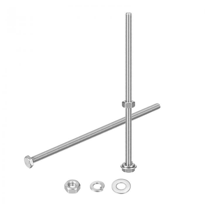 uxcell 5セット 六角頭ネジボルト 1/4-20 x 6" 304ステンレススチール 全ネジボルト ナット 平ワッシャ..