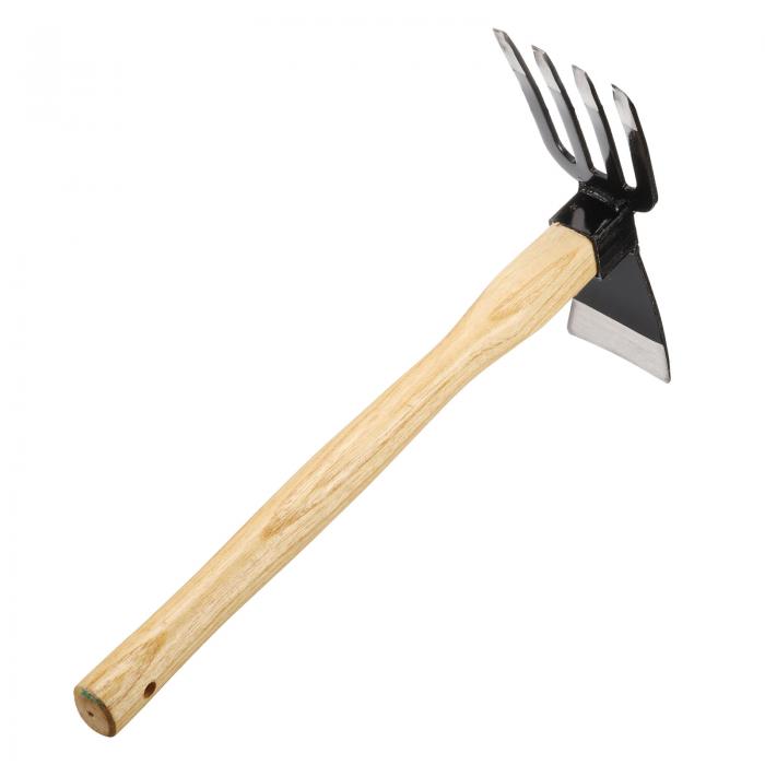 uxcell ガーデンホーと耕運機 15" スチールホー ガーデンツール 防錆 滑り止め木製ハンドル付き ガーデ..