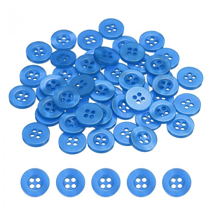 uxcell 50個の裁縫ボタン11.5mm（0.45インチ）4つの穴樹脂丸いクラフト交換ボタン、衣類DIYクラフト装飾用、ダークブルー