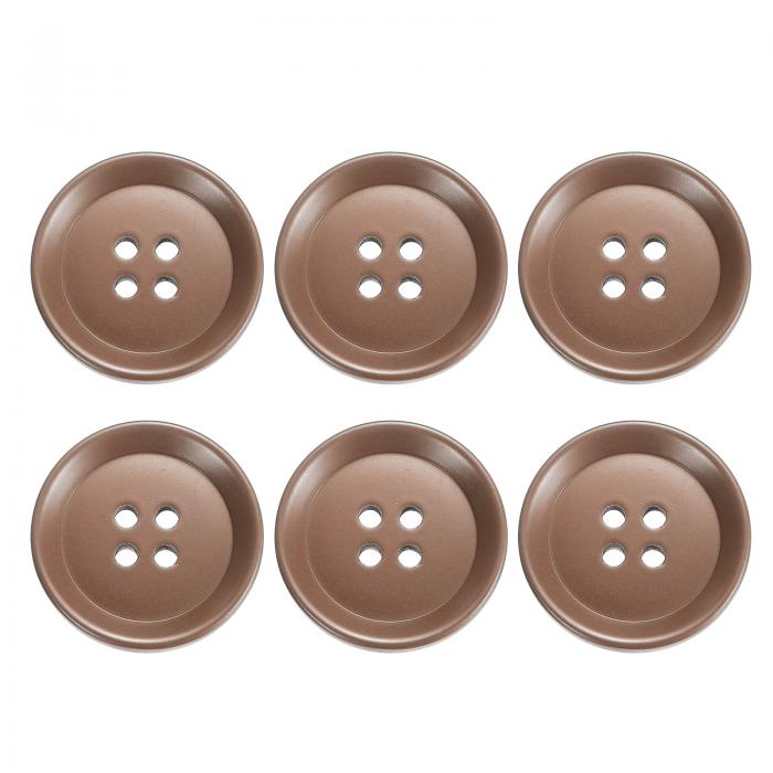 uxcell 25mm（0.98インチ）4穴レジン丸型クラフト用交換ボタン6個セット、茶色