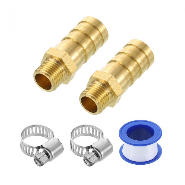 uxcell 真鍮ホースバーブフィッティング2個 1/2"バーブ×G1/8"メススレッドホースコネクター ホースクラ..