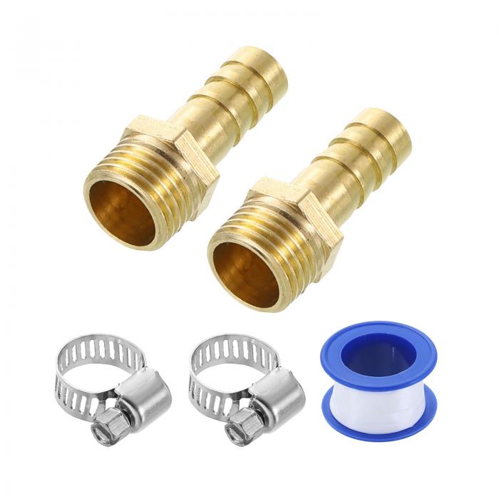 uxcell 真鍮ホースバーブフィッティング2個 5/16"バーブ×G1/4"メススレッドホースコネクター ホースク..