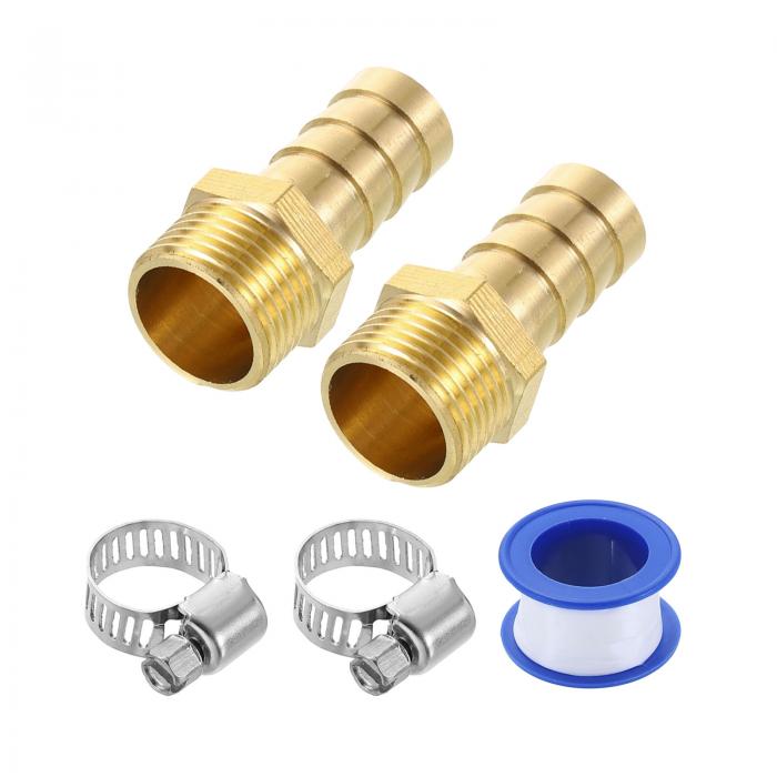 uxcell 真鍮ホースバーブフィッティング2個 1/2"バーブ×G3/8"メススレッドホースコネクター ホースクラ..