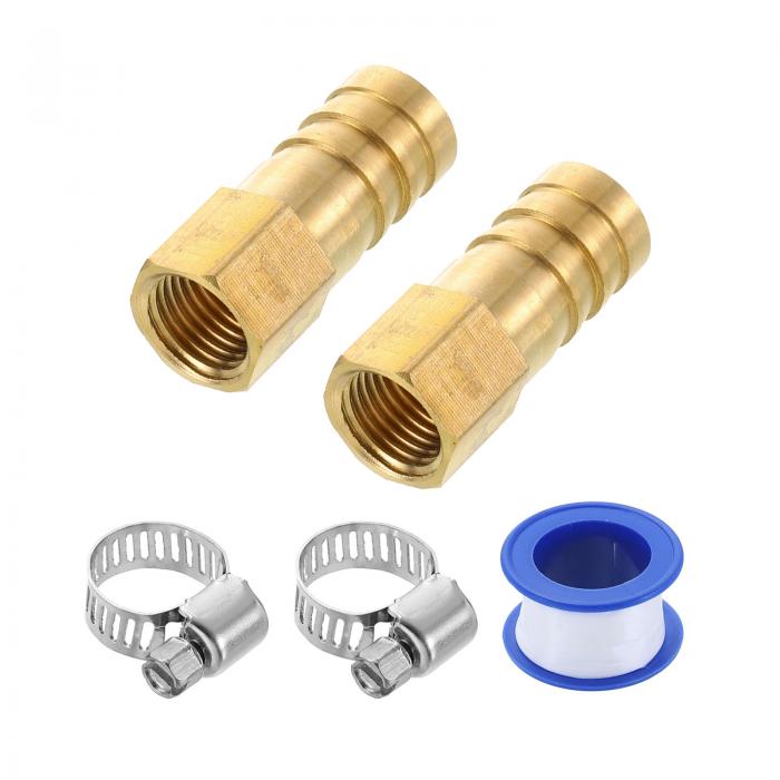 uxcell 真鍮ホースバーブフィッティング2個 9/16"バーブ×G1/4"女性スレッドホースコネクター ホースク..