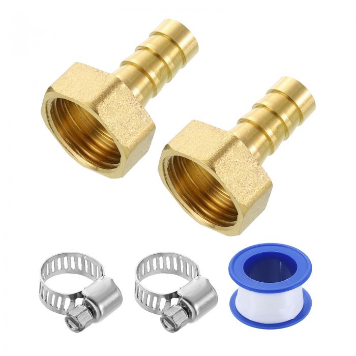 uxcell 真鍮ホースバーブフィッティング2個 3/8"バーブ×G1/2"女性スレッドホースコネクター ホースクラ..